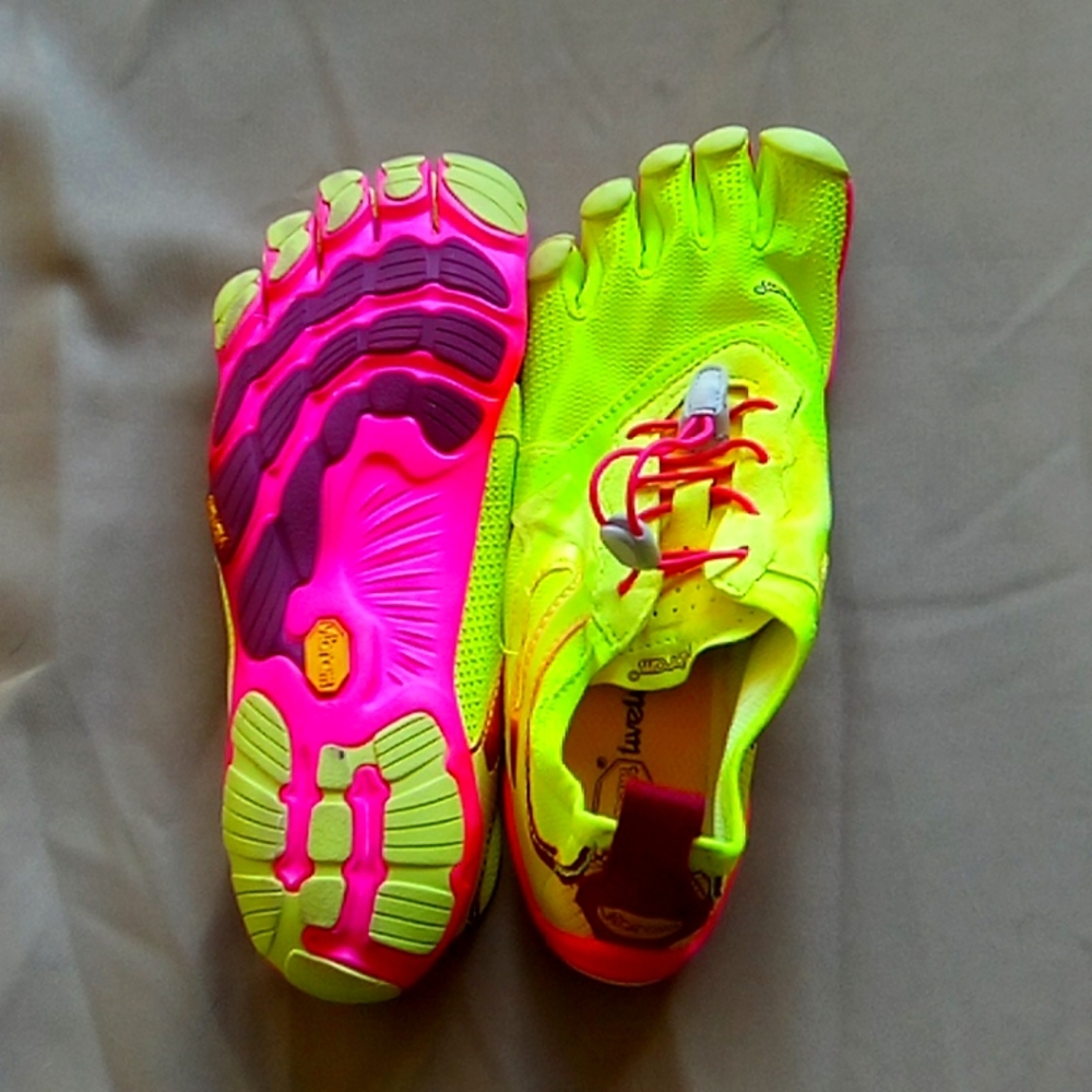 Vibram five finger neon yellow and pink sneakers